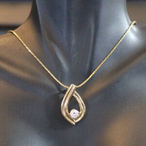 Lia Sophia Rhinestone Pendant on Gold-tone Chain